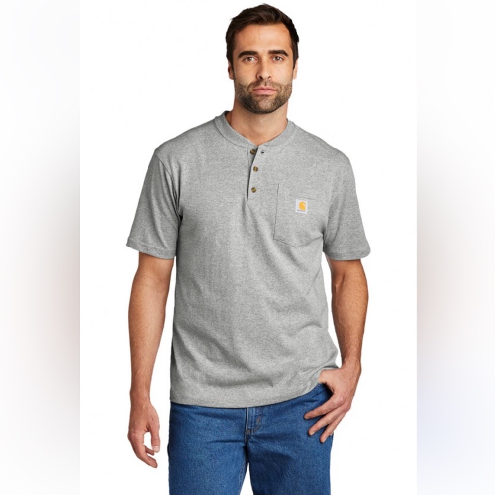 Loose Fit Heavyweight Short-Sleeve Pocket Henley Tee Heather Gray Size L AR12